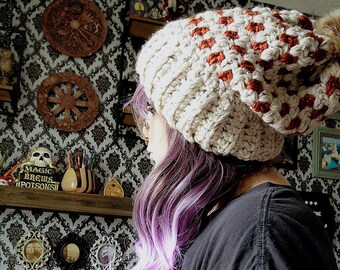 Tweed and Sparkle Crochet Slouchy Beanie