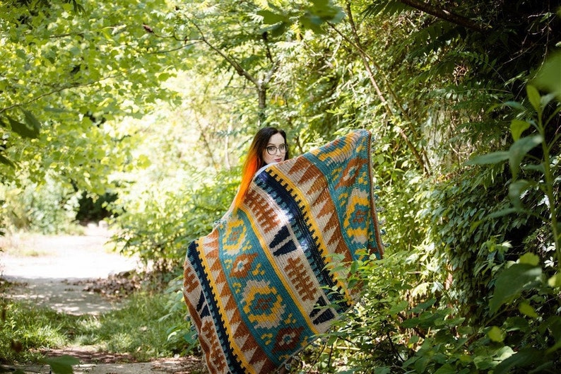 Trek to the Southwest Crochet Blanket Pattern/ Tapestry Crochet Pattern image 1