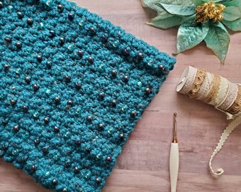 Modèle de capot au crochet avec perles réversibles Verseau