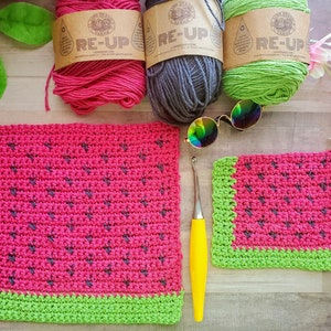 Watermelon Coaster and Pot Holder Crochet Pattern Bundle