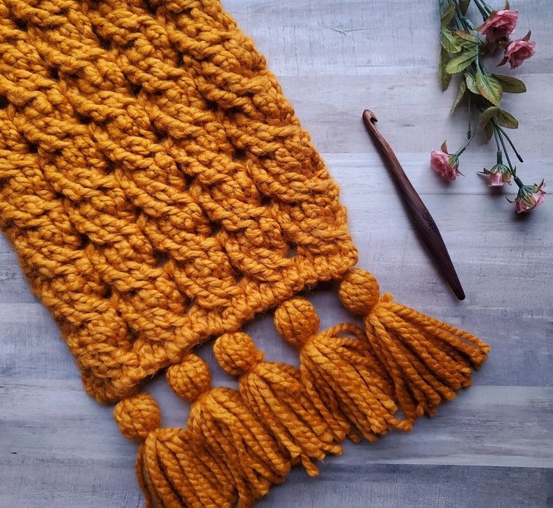 Gemini: Oversized Cable Scarf Pattern// Bulky Crochet Scarf image 0