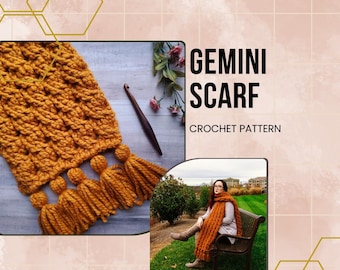 Sciarpa a trecce Gemini modello all&#39;uncinetto