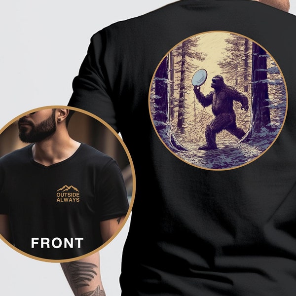 Disc Golfing Bigfoot T-Shirt, Big Foot Jersey TShirt, Frisbee Golf Short Sleeve Top, Mountains Tee, Outdoors Gift for Him, Outside Always