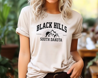 Black Hills Elevation T-Shirt Outdoor South Dakota Matching Tshirt Mountain Nature Camping Tee Forest Hiking Shirt Adult & Kid Vintage Retro