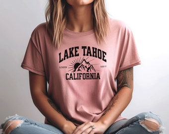 Lake Tahoe Elevation T-Shirt Outdoor California Matching Tshirt Mountain Nature Camping Tee Forest Hiking Shirt Snowboard Vintage Ski Retro