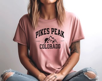 Pikes Peak Elevation T-Shirt Outdoors Colorado Matching Tshirt Mountain Nature Camping Tee Forest Hiking Shirt Skiing Vintage Adult & Kids