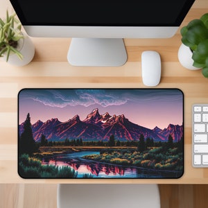 Grand Teton Mountain Schreibtischmatte National Park Schreibtischmatte Wyoming Büro Dekor Mousepad Outdoor Wandern Tastatur Schutz Naturliebhaber Mitarbeiter Geschenk