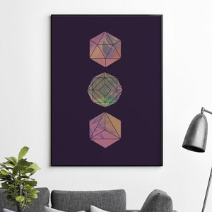 Magic the Gathering Art, Modern Art Print, Geometric art prints, Dungeons and Dragons, Contemporary Wall Art, D20 dice fine art print