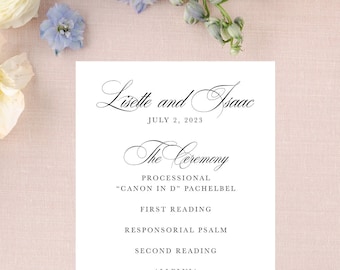 church program wedding, personalized program printed, elegant wedding programs not digital downloads, printed wedding programs for ceremony
