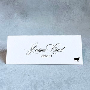 personalized place cards with meal preferences, standing place card printing, tented name cards wedding, simple place cards for table
