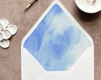 Watercolor envelope liner template cricut, printable envelope liner, blue envelope liner download, dusty blue wedding liners multiple sizes