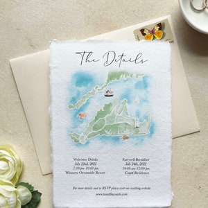 Custom Wedding Itinerary Map, Personalized Wedding Watercolor Map, Event Timeline Painting For Invitations, Wedding Weekend