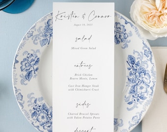 minimalist wedding menu cards, script wedding dinner menu template, editable menus bridal shower, calligraphy menu cards rehearsal dinner