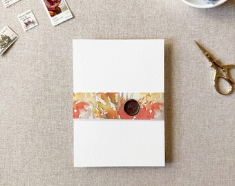 fall invitations vellum band wrap, fall wedding vellum paper leaves, orange wedding DIY invitation, Autumn wedding vellum overlay horizontal