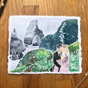 engagement portrait gift, engagement gift from photo, watercolor couple painting, watercolor engagement photo art, engagement illustration