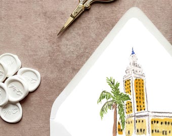 Freedom Tower Miami Dade College Florida Wedding Invitation Envelope Liners | Set of 10
