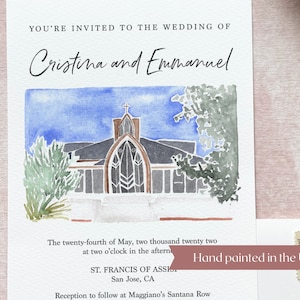 watercolor venue illustration, wedding invitation custom venue portrait, personalized wedding invitations printed, illustrated wedding