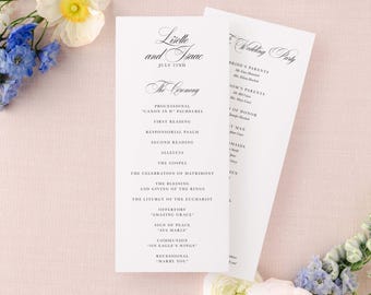 church program for wedding simple, celebration of life program minimalist, modern wedding program, baptism program and menu order of service