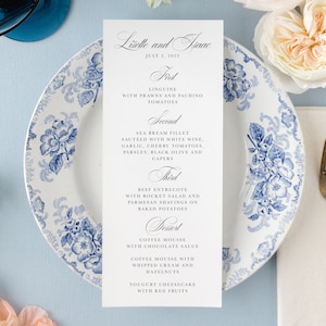 custom calligraphy menu printed, custom menus, wedding menu card, paper menu card printed, formal dinner menu, rehearsal dinner menu card