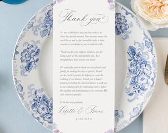 May include: A thank you card with a floral design and the text "Thank you" in a cursive font. The card also includes the names "Lisette & Isaac" and the date "July 22nd".