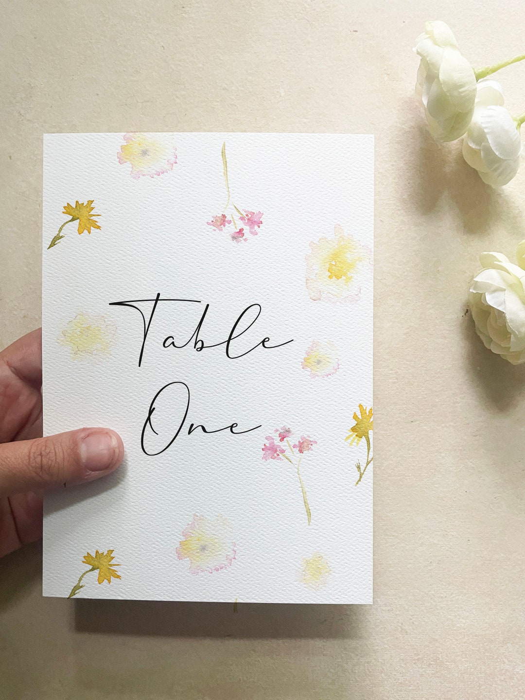 Pressed Flower Table Numbers Printed, Wildflower Table Number Wedding, Floral Table Number Cards