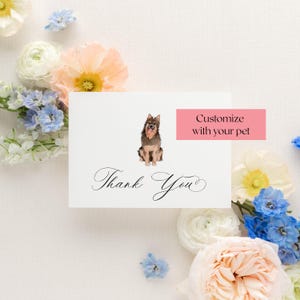 dog thank you card custom, birthday gift for dog lover, dog mom gift personalized stationary, pet notecard and envelope, pet portrait