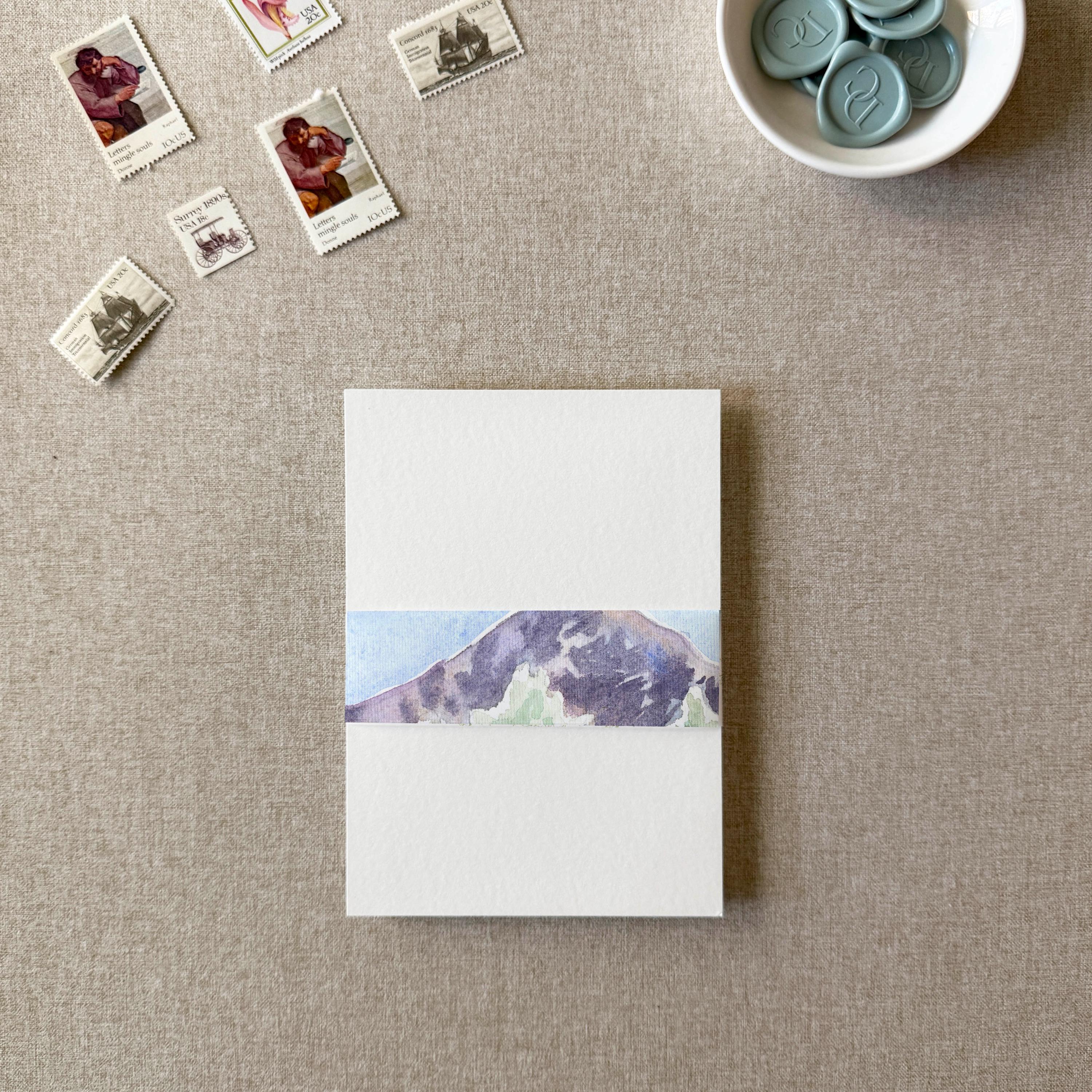Rocky Mountain Vellum Belly Band for 5x7 Invitations, Evergreen