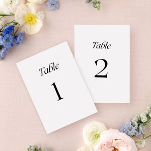 Minimalist table numbers printed, simple table numbers wedding, minimal table number signs, modern table numbers elegant, contemporary table