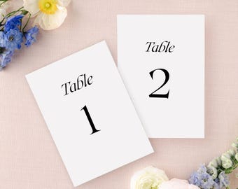 Minimalist table numbers printed, simple table numbers wedding, minimal table number signs, modern table numbers elegant, contemporary table