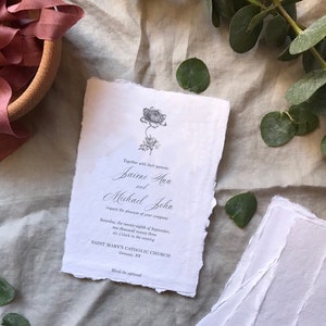 Custom traditional wedding invitation botanical, vintage wedding invitations neutral, minimalist wedding invitation classic, simple wedding