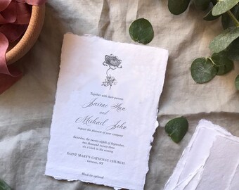 Custom traditional wedding invitation botanical, vintage wedding invitations neutral, minimalist wedding invitation classic, simple wedding