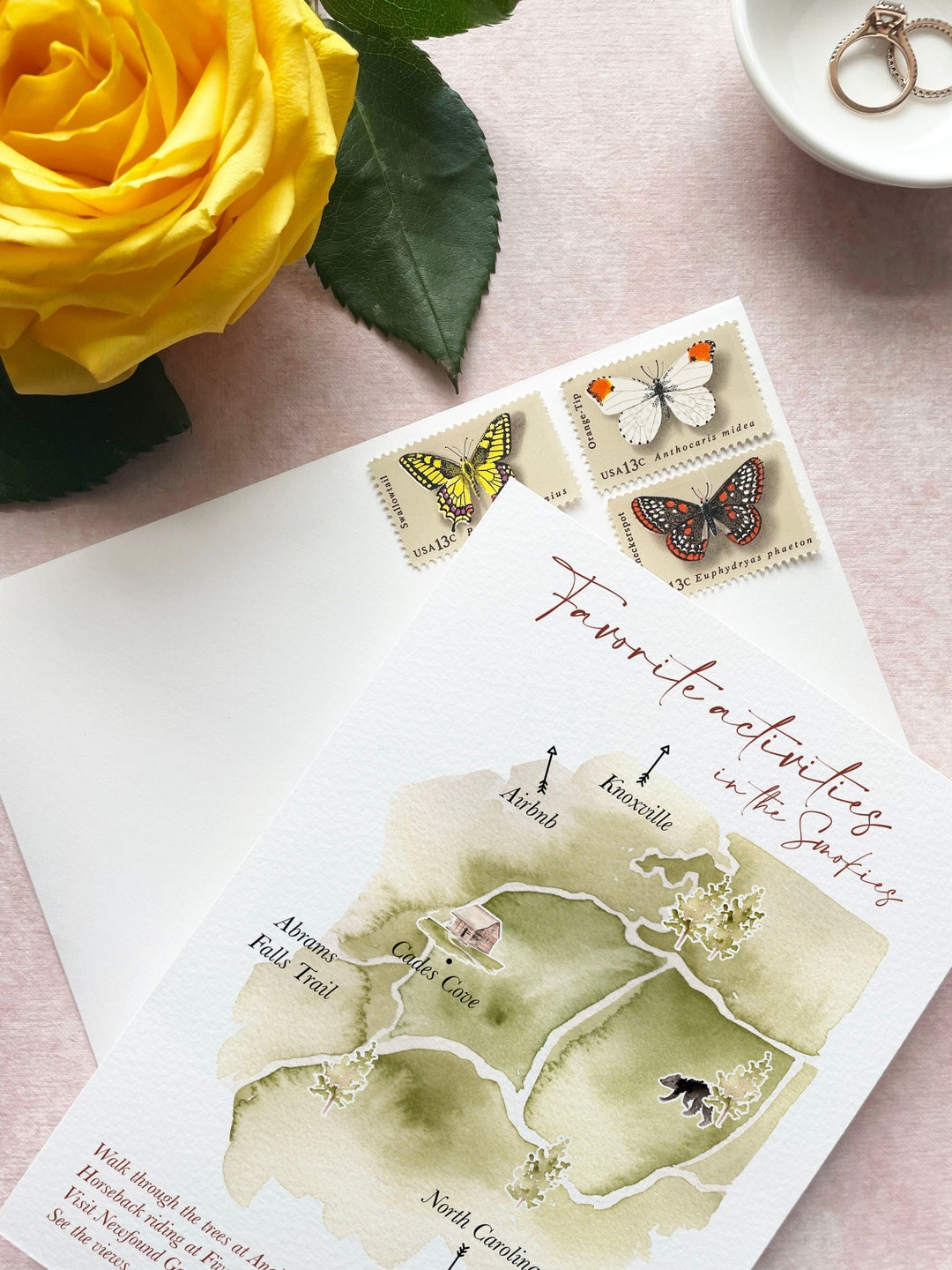 Map for Invitations, Custom Wedding Map, Watercolor Map for Wedding Guest, Save the Date Map