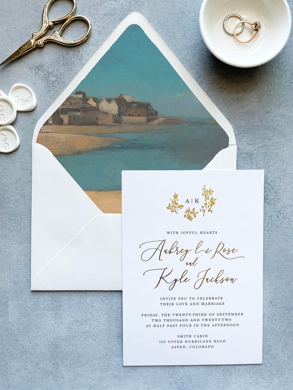 Sea Envelope Liner Insert, Fine Art Envelope Liner Painting, Printed  Envelope Liners A7, Diy Wedding Wedding Invitation Accessories 
