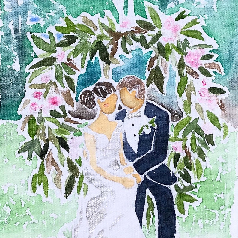 Our First Christmas Gift, First Christmas as Mr and Mrs, Custom Watercolor Portrait, Watercolor Gift for Husband, Gift from Wife to Husband image 3