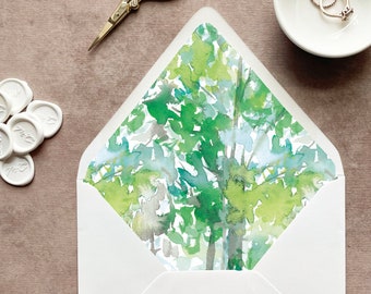 floral envelope liners 5x7,  sage green envelope liner printed, watercolor envelope liners A7, wedding envelope liners with envelopes