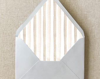 Neutral Beige Tan Watercolor Stripe Euroflap Envelope Liner | Set of 10 | For 5x7” Invitations