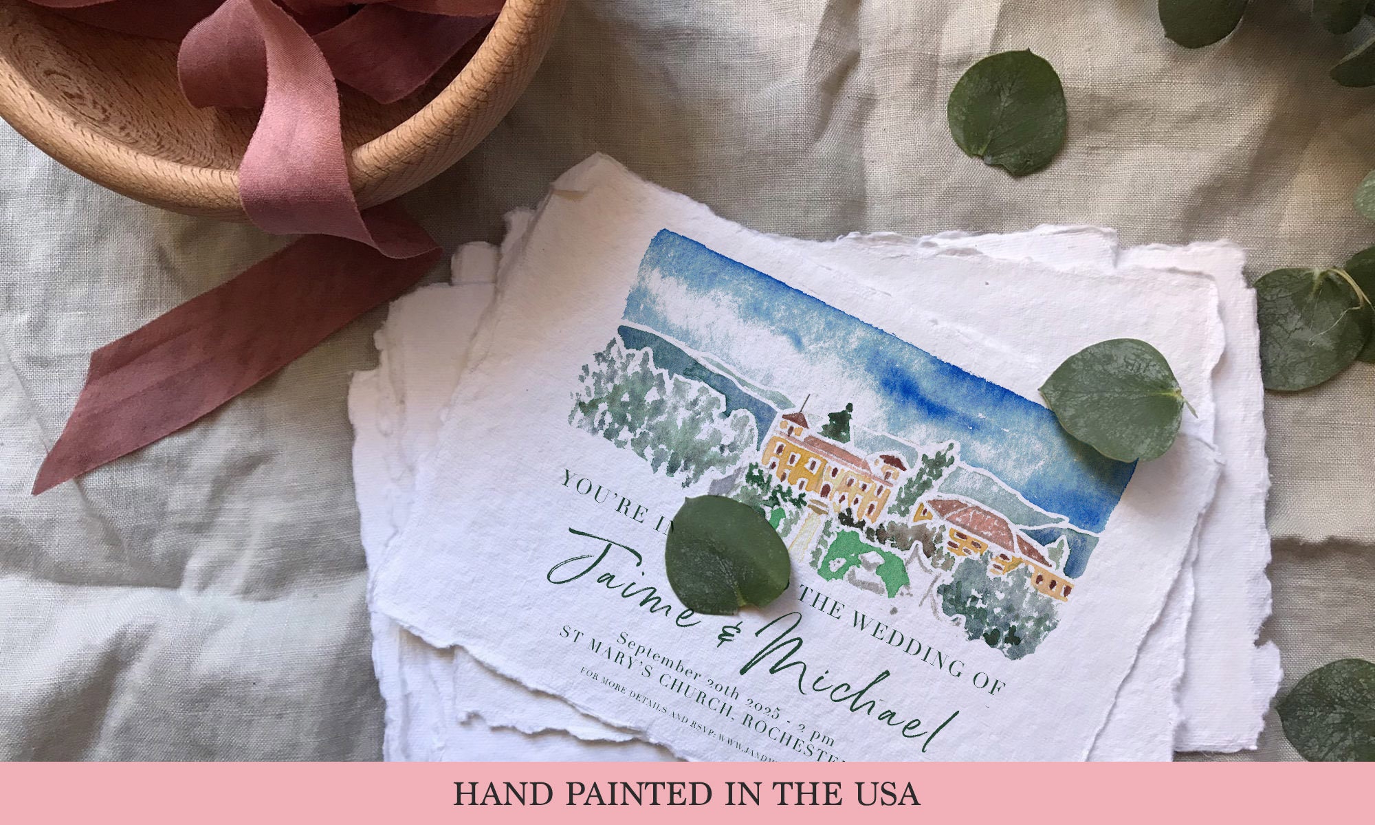 Custom Watercolor Wedding Invitation