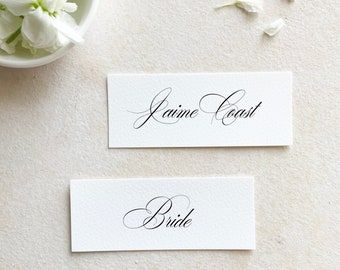 calligraphy place cards for wedding (printed), elegant place cards wedding printed, minimalist name card, slim place cards flat
