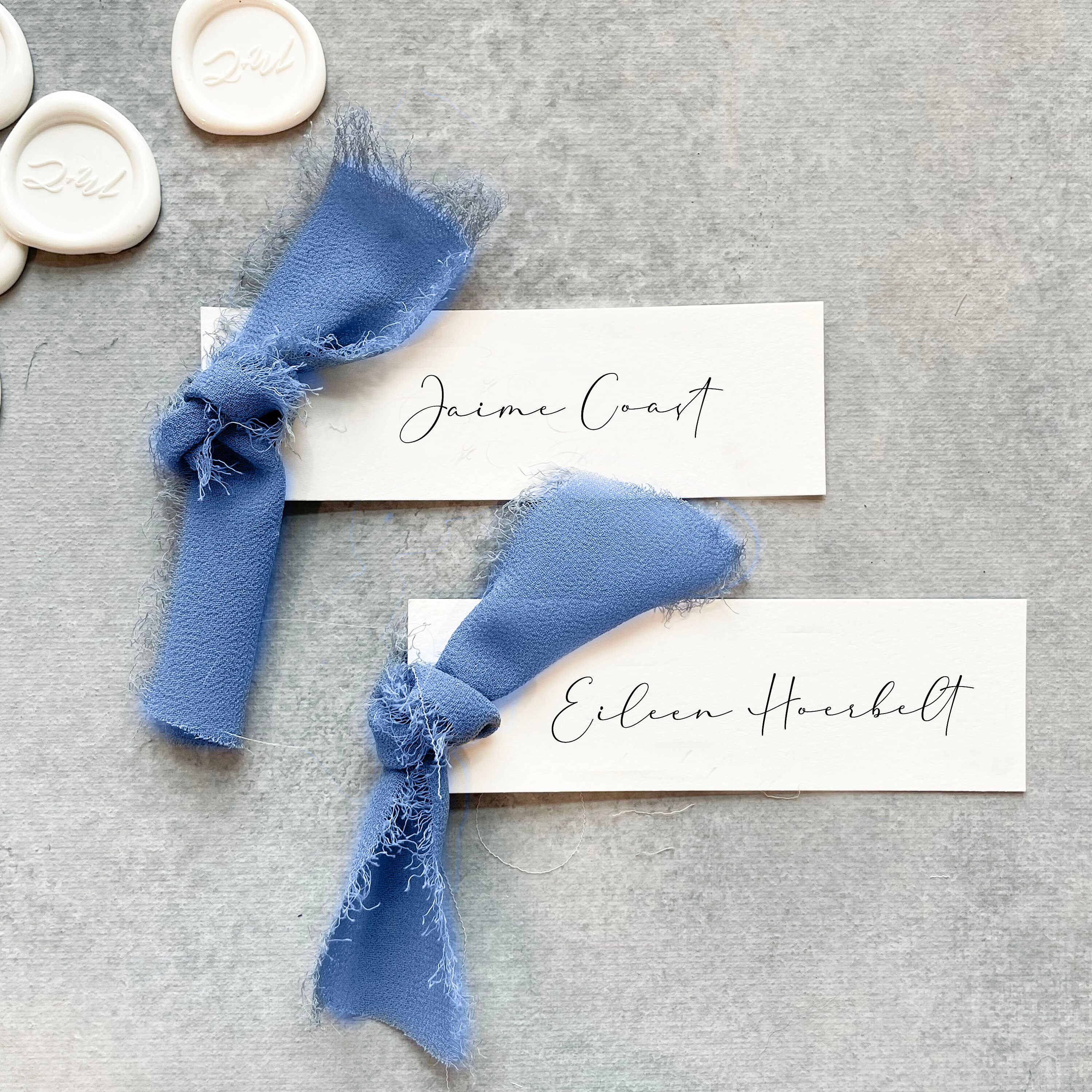 Handmade Paper Tag with Dusty Blue Ribbon, Set of 10, Custom Text Favor  Tags by Jaime Coast