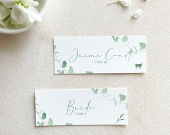 greenery place cards entree choice, eucalyptus name tag wedding, custom place card floral, eucalyptus table cards with names, sage wedding