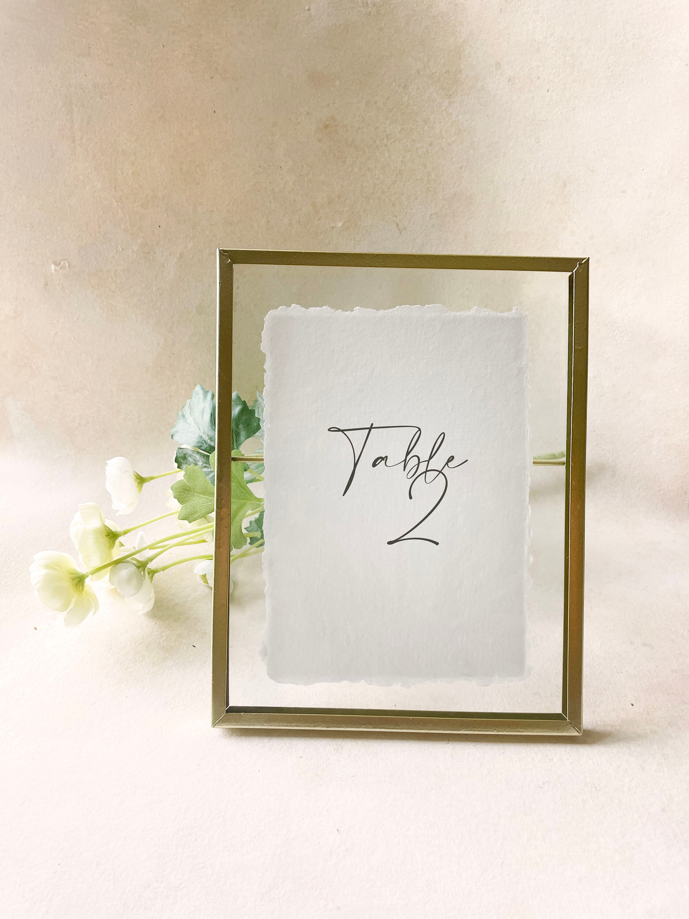 elegant table numbers wedding, handmade paper table number cards, romantic table numbers minimalist, calligraphy table number set