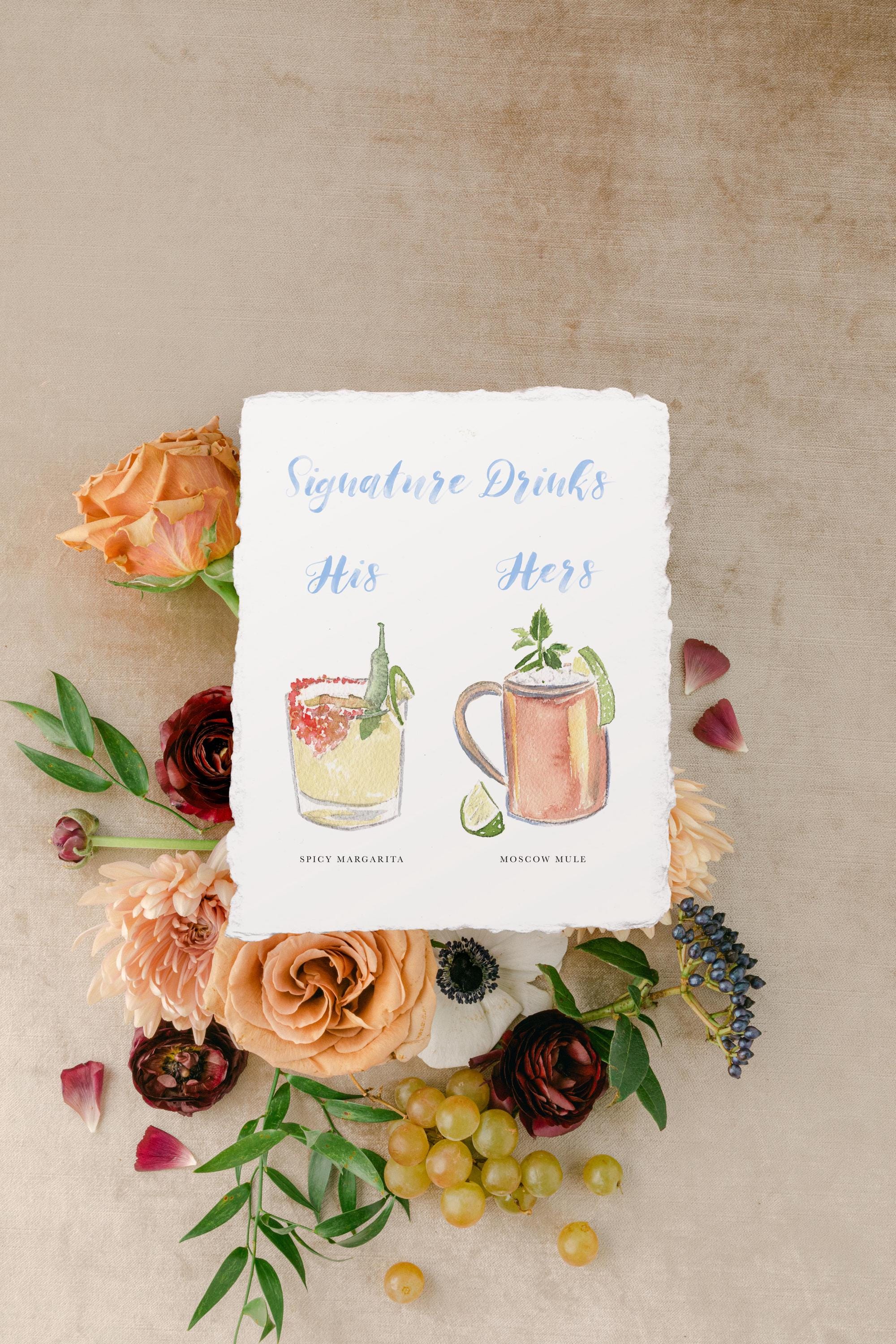 blue wedding signature drink sign, wedding reception signature drink, Margarita Signature Drink, Handpainted Bar Sign, Cutesy Cocktail Hour