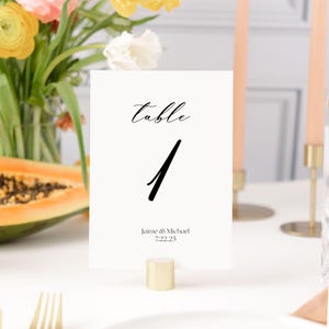 personalized table numbers modern, custom table numbers wedding, printed table numbers with names, minimalist table number, black and white