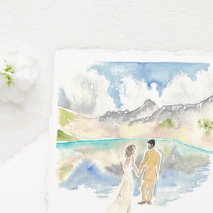 paper anniversary gift for her, 1st anniversary gift for wife, anniversary portrait, first anniversary gift paper, couples watercolor gift image 5