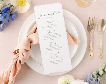 bridal shower menu card for table, brunch menu printed, handmade paper menu printing, minimalist menu card, simple menu cards printed