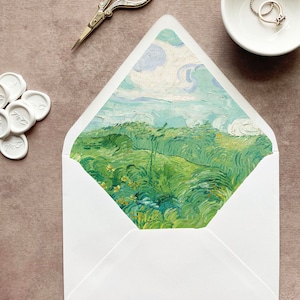 fine art envelope liner 5x7, floral lined envelopes a7, greenery envelope liner wedding, elegant envelopes, premium envelopes for wedding