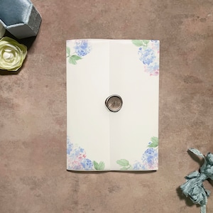 coastal wedding invitation vellum, blue vellum, vellum for wedding invitation blue floral, vellum jacket, hydrangeas vellum wrap floral