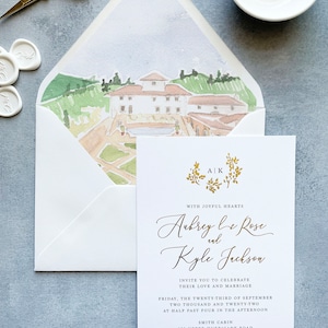 watercolor envelope liner italian, tuscany destination wedding invitation italy, fine art lined envelopes printed, A7 lined envelopes 5x7