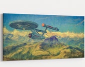 USS Enterprise Panorama Star Trek Wall Art Wall art on canvas extra large canvas Star Trek gift Star Trek Mural