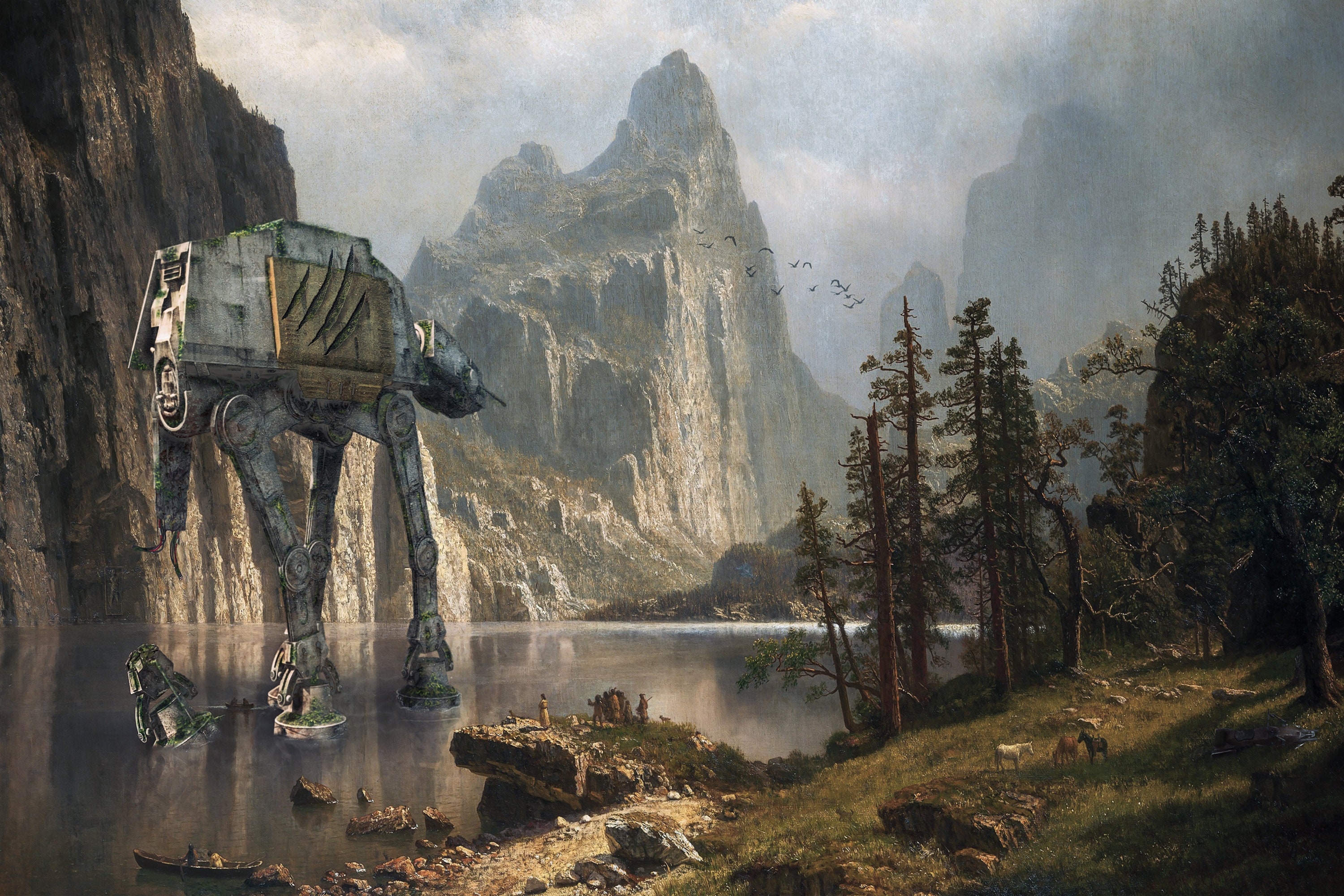 Star Wars AT-AT Canvas Landscape Painting Thrift Store Art - Etsy